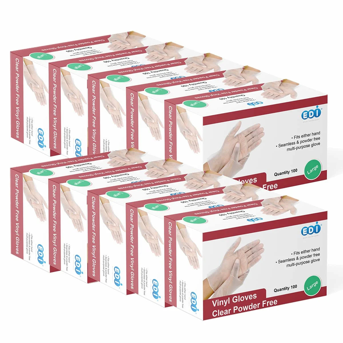 EDI Vinyl Gloves - Full Case (10 Packs)