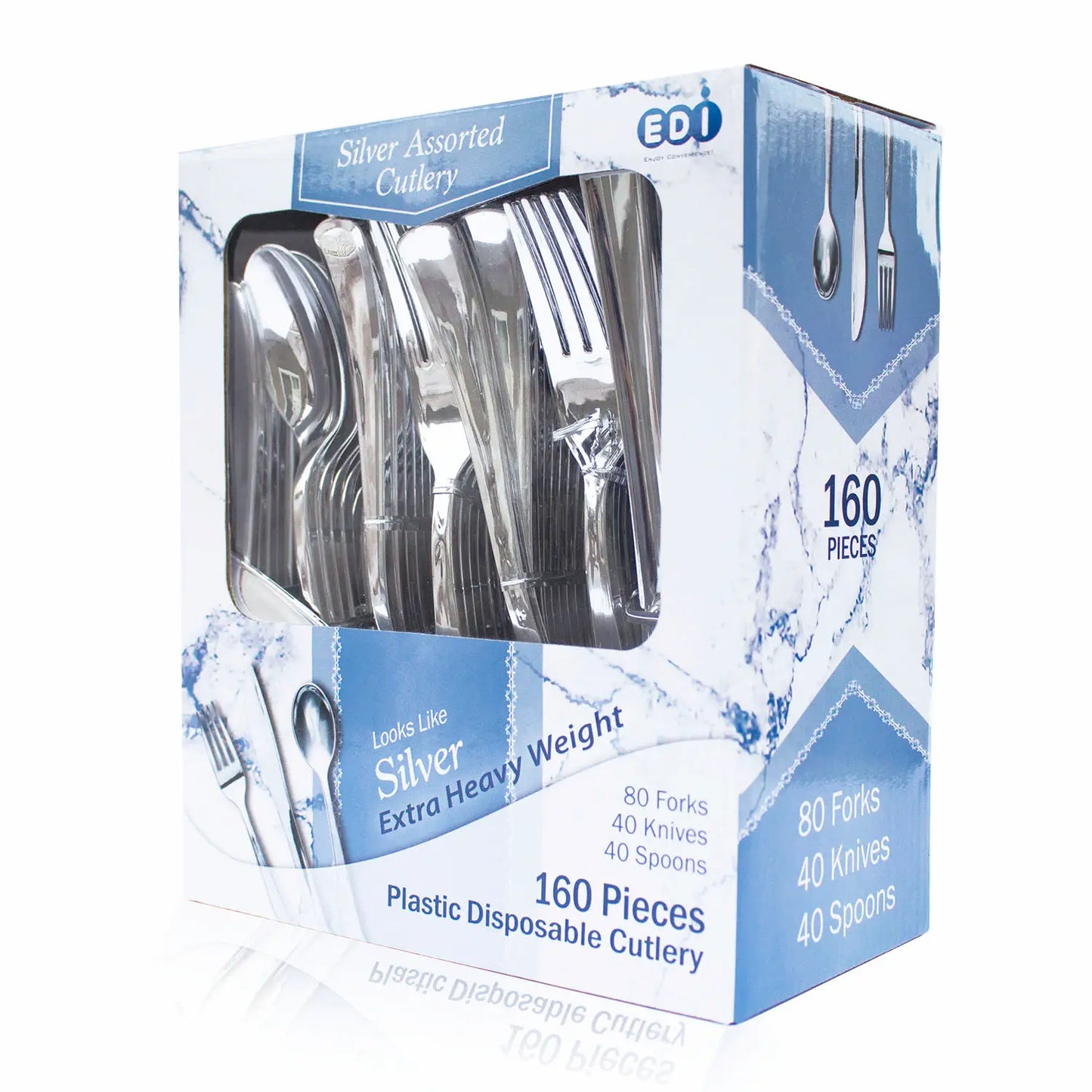 EDI Cutlery (Silver, Assorted) - Full Case (10 Packs)