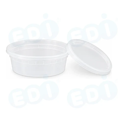 Generated PP Deli Container SET illustration: 8 oz container with matching lid