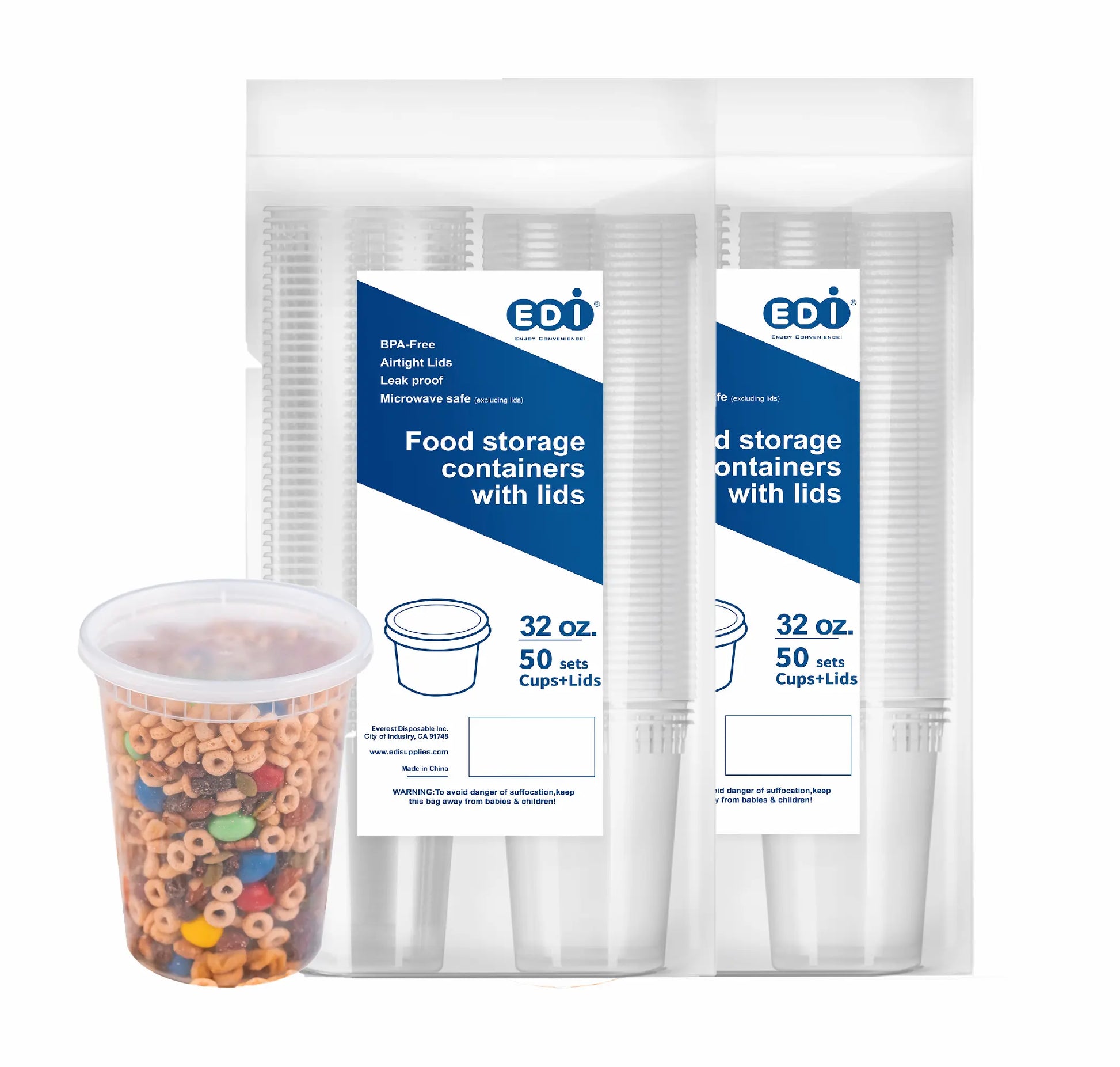 DuraHome Food Storage Containers with Lids 8oz, 16oz, 32oz Freezer Deli  Cups