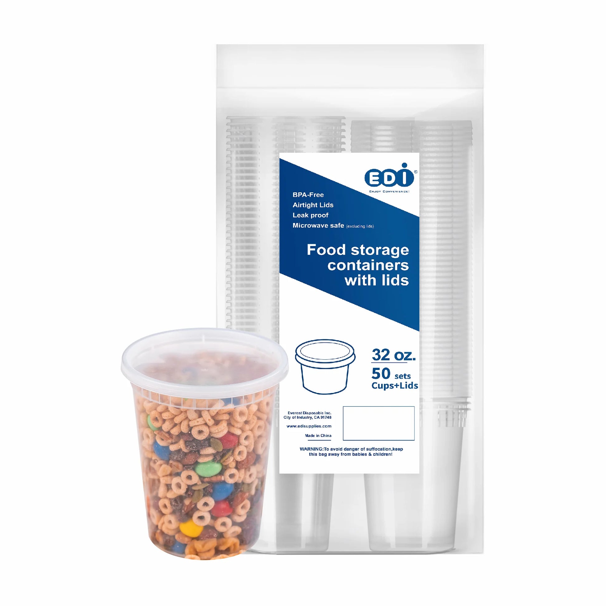 50 Pack, 2 Size] Food Storage Containers with Lids,16oz, 32oz