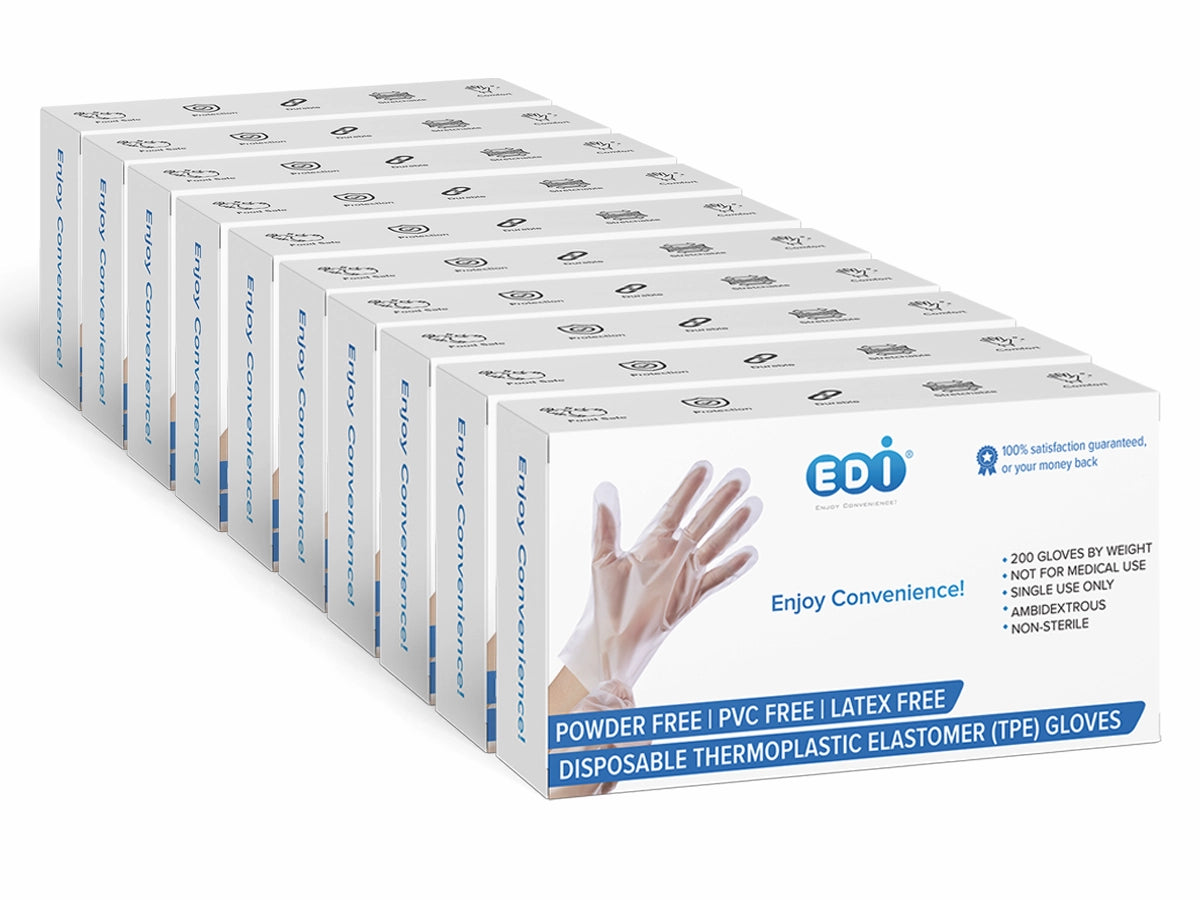 EDI TPE Gloves (Clear) - Full Case (10 Packs)