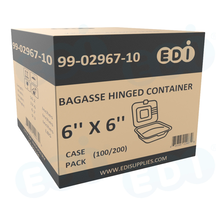 Case picture for 99-02967-10 WP - BAGASSE HINGED CONTAINER 6'' X 6'' (100/200)