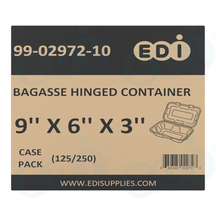 Case picture for 99-02972-10 WP - BAGASSE HINGED CONTAINER 9'' X 6'' X 3'' (125/250)