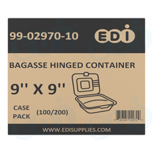 Case picture for 99-02970-10 WP - BAGASSE HINGED CONTAINER 9'' X 9'' (100/200)