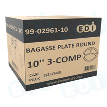 Case picture for 99-02961-10 WP - BAGASSE PLATE ROUND 10'' 3-COMP (125/500)