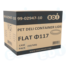 Case picture for 99-02947-10 WP - PET DELI CONTAINER LIDS FLAT ?117 (50/500)