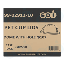 Case picture for 99-02912-10 WP - PET CUP LIDS DOME WITH HOLE ?107 (50/500)
