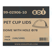 Case picture for 99-02906-10 WP - PET CUP LIDS DOME WITH HOLE ?78 (100/1000)