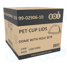 Case picture for 99-02906-10 WP - PET CUP LIDS DOME WITH HOLE ?78 (100/1000)