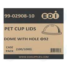 Case picture for 99-02908-10 WP - PET CUP LIDS DOME WITH HOLE ?92 (100/1000)