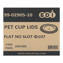 Case picture for 99-02905-10 WP - PET CUP LIDS FLAT NO SLOT ?107 (50/500)