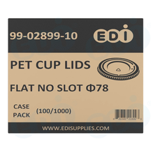 Case picture for 99-02899-10 WP - PET CUP LIDS FLAT NO SLOT ?78 (100/1000)