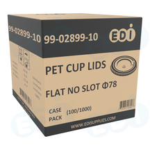 Case picture for 99-02899-10 WP - PET CUP LIDS FLAT NO SLOT ?78 (100/1000)