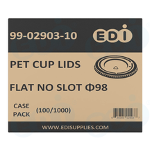 Case picture for 99-02903-10 WP - PET CUP LIDS FLAT NO SLOT ?98 (100/1000)