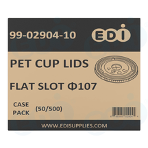 Case picture for 99-02904-10 WP - PET CUP LIDS FLAT SLOT ?107 (50/500)