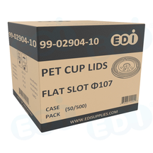 Case picture for 99-02904-10 WP - PET CUP LIDS FLAT SLOT ?107 (50/500)