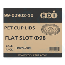 Case picture for 99-02902-10 WP - PET CUP LIDS FLAT SLOT ?98 (100/1000)