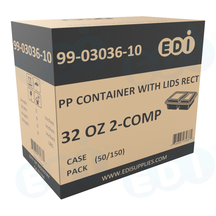 Case picture for 99-03036-10 WP - PP FOOD CONTAINER WITH LIDS RECT 32 OZ 2-COMP (50/150)