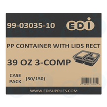 Case picture for 99-03035-10 WP - PP FOOD CONTAINER WITH LIDS RECT 39 OZ 3-COMP (50/150)