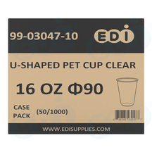 Case picture for 99-03047-10 WP - U-SHAPE PET CUP CLEAR 16 OZ ?90 (50/1000)