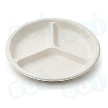 99-02961-10 WP - BAGASSE PLATE ROUND 10'' 3-COMP (125/500)