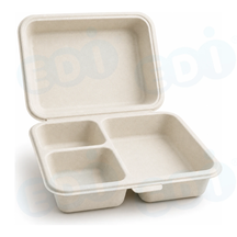 99-02969-10 WP - BAGASSE HINGED CONTAINER 8'' X 8'' 3-COMP (100/200)