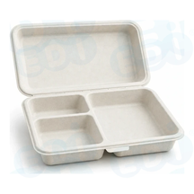 99-02971-10 WP - BAGASSE HINGED CONTAINER 9'' X 9'' 3-COMP (100/200)
