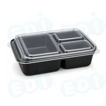 99-03034-10 WP - PP FOOD CONTAINER WITH LIDS RECT 33 OZ 3-COMP (50/150)