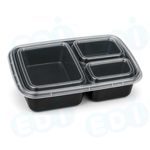 99-03035-10 WP - PP FOOD CONTAINER WITH LIDS RECT 39 OZ 3-COMP (50/150)