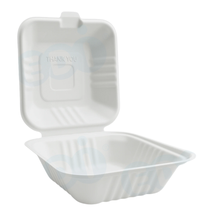 99-02967-10 WP - BAGASSE HINGED CONTAINER 6'' X 6'' (100/200)