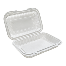 99-03017-10 WP - PP CLAMSHELL CONTAINER 9" X 6" WHITE (50/150) MOQ 50 cases